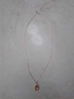 Amber & Green Pendant on Gold Tone Cord